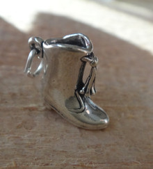 Sterling Silver 3D 14x15mm  Drill Team Boot with Tassel Charm