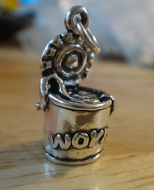 Sterling Silver 3D 19x9mm Open Can of Worms Fishing Fish Charm!