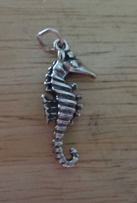 Sterling Silver 3D 10x25mm Ocean Fish Shell Seahorse Charm