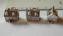 3D XL 8 gram 2 Story House Chimney Sterling Silver Charm