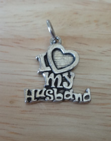 Silver Pewter 17x18mm says I love my Husband with Heart Charm