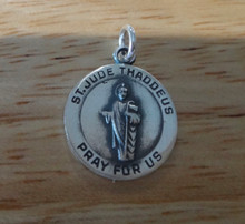 14mm Saint St. Jude Thaddeus Pray for Us Medal Sterling Silver Charm