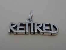 22x10mm says RETIRED work Retirement Sterling Silver Charm