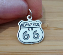 Sterling Silver 17x15mm says New Mexico on Route 66 Sign Travel Charm