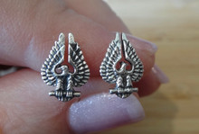 Sterling Silver Small 8x11mm US Eagle wings up Stud Studs Post Earrings!