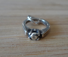 Sterling Silver 3D 11x13mm Wedding Engagement Solitaire Ring Charm