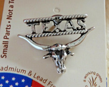 Sterling Silver 21x16mm Austin Says Texas with Longhorn Skat Tie Tack Lapel Pin