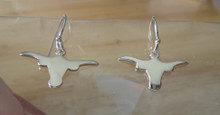 Sterling Silver Small 18x10mm Shiny Longhorn UT Charm on 15mm Earring Wires