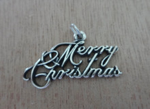 Sterling Silver 29x15mm says Merry Christmas in Cursive Holiday Christmas Charm