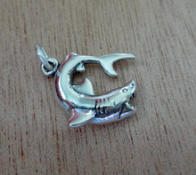 Sterling Silver 3D 15x18mm Curled Shark Fish Charm