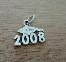 Sterling Silver 18x15mm 2008 with Graduation Cap College High school Charm!!