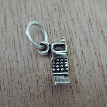 TINY Sterling Silver Cute 3D 7x10mm Cell Phone Telephone Charm