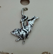 3D 7x15mm Bull Rider Rodeo Sterling Silver Charm