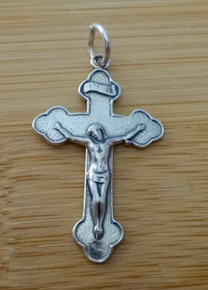 Sterling Silver 33x21 mm Fancy Crucifix Cross Pendant Charm