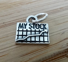 Sterling Silver 11x11mm Stock Report Graph Sign says My Stock Dow Nasdaq Charm!