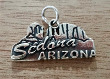 22x12mm says Sedona Arizona with Mountains Sterling Silver Charm