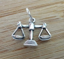 Sterling Silver 3D 14x17mm Scale Scales of Justice Libra Charm