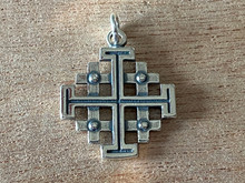 17x20mm Cross of Jerusalem or Crusades Sterling Silver Charm