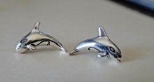 Sterling Silver TINY 8x12mm Orca Killer whale Studs Earrings!