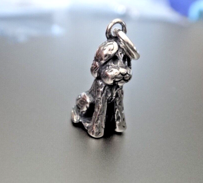 Goldendoodle Charm Sitting Dog 3D Sterling Silver Goldendoodle Charm Sitting Dog 3D Sterling Silver