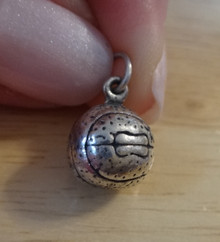 3D Sterling Silver 6 gram Solid 10 mm Basketball Ball Charm