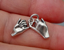 Sterling Silver 20x10mm Pinkie Promise Fingers Friends Charm