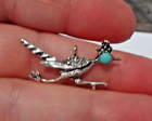 3D 15x25mm Roadrunner Bird with Faux Turquoise eye Sterling Silver Charm