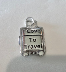 Sterling Silver 3D 12x18mm 3g Travel Carry on Luggage Suitcase Charm