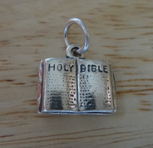 Solid Open says Holy Bible Sterling Silver Charm