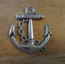 25x30mm Pewter Silver XL Anchor with chain wrapped around it Navy Marine Charm