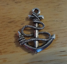 20x29mm Pewter Silver XL Anchor with Rope Navy Marine Charm