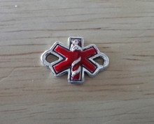 11x14mm Red Enamel Diabetic says Diabetes Medical ID Link Sterling Silver Charm