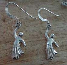 3D 7x22mm Flying Ghost on French Sterling Silver on 15mm Wire Earrings