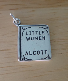 3D solid 14x18mm says Little Women Alcott book Sterling Silver Charm