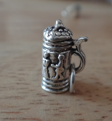 3D 7x13mm solid 3g German Beer Stein Sterling Silver Charm