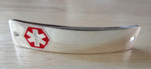 Sterling Silver Engravable Rectangular shaped Red Medical Alert ID Link Charm