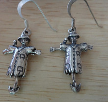 Sterling Silver 6g Halloween Movable Scarecrow Earrings