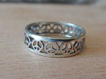 size 6 7 8 or 9 Sterling Silver Peace Signs Around 6mm wide band Ring