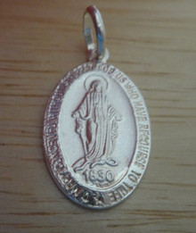 22x14mm Bright Mary Miraculous Medal Sterling Silver Charm