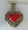 Sterling Silver XXLarge 19g Reversible Red Stone Heart Charm
