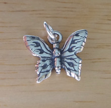 13x10mm Cute Small Detailed Monarch Butterfly Sterling Silver Charm!