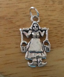 12x22mm Dutch Girl Carrying Water Sterling Silver Charm