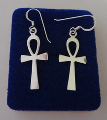 Large Ankh Charm Sterling Silver Earrings on wires!