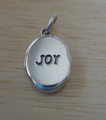 3D 11x18mm Oval Puffy says Joy Sterling Silver charm
