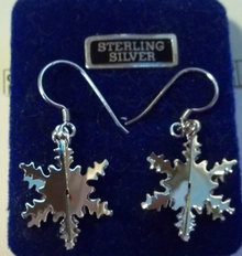 3D Bright Detailed Snowflake Earrings on Sterling Silver French Wires