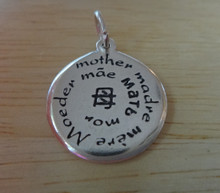 Heavy 5g says Mother in different Languages Mother's Day Sterling Silver Charm