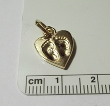 14 Kt Gold Vermeil over Sterling Silver Heart with Baby Feet Foot Charm