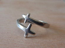 size 6-7 or 7-8 Sterling Silver Adjustable Ring that has a Cross on each end