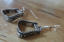 27x11mm Western Decorated Stirrup Earrings on Sterling Silver Wires!