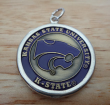 Kansas State University K-State Wildcats 26 mm Enamel Double sided Sterling Silver Charm